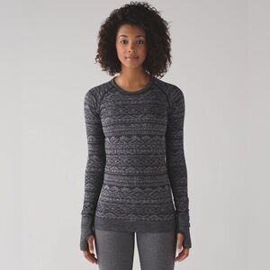 Lululemon Seamless Rest Less Fitted Athletic Pullover Heathered Black Size 8